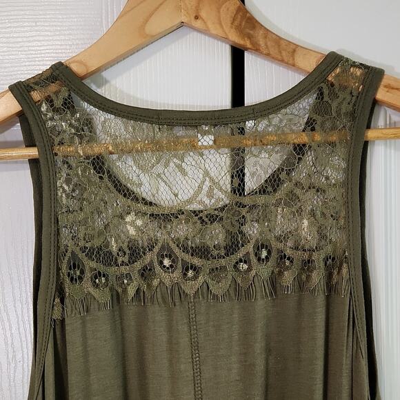 Daisy Fuentes Womens Green Lace‎ Sleeveless Lightweight Shark Bite Hem Dress Med - Picture 3 of 11